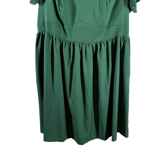Modcloth Solid Green Retro Midi Dress with Pockets Women's Plus Size 1X NEW - Picture 4 of 8